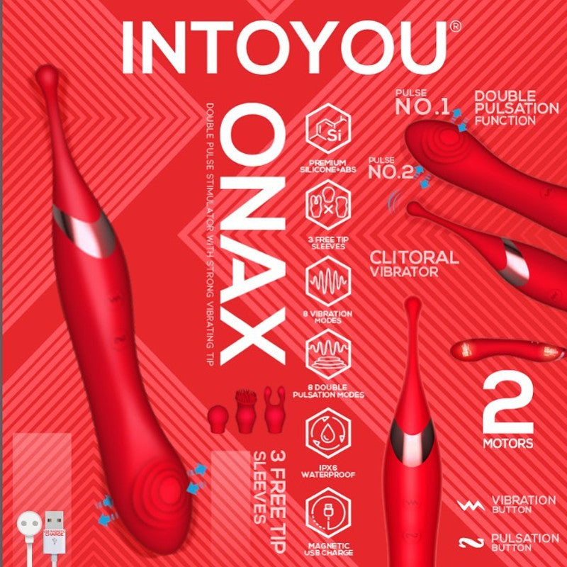 Onax stimulateur à double impulsion avec embout vibrant, de la marque INTOYOU, vue générale du stimulateur.