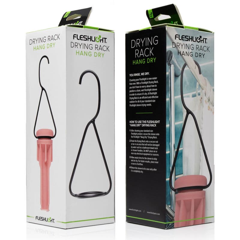 Cintre de séchage HANG DRY – FLESHLIGHT vue de deux angles différents de la boîte