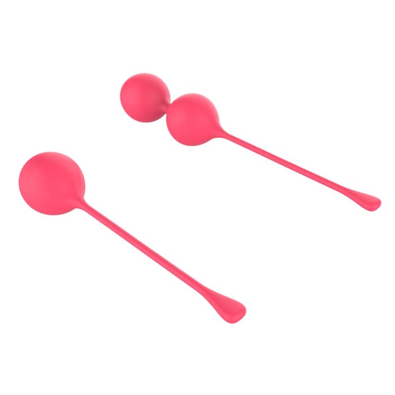 Boules de geisha Adalet posées à plat, vue en perspective pour visualiser leur forme ergonomique