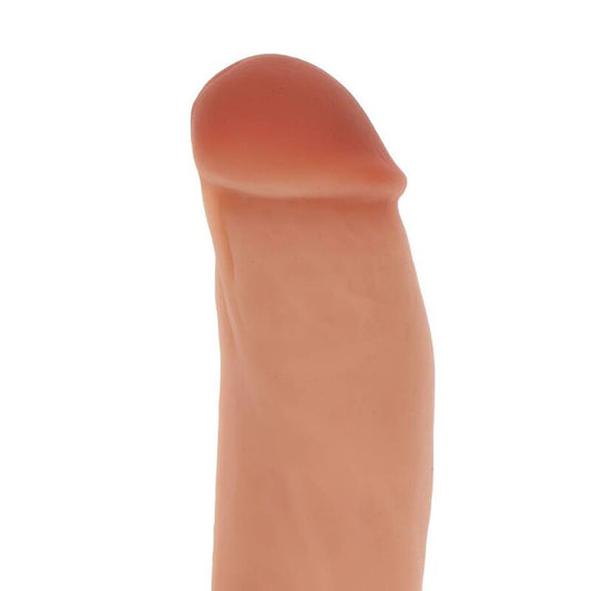 Gode en silicone 18 cm avec boules couleur peau - GET Real Produit vue de haut de plus près