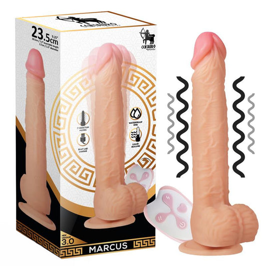 MARCUS 3.0 dildo réaliste vibrant avec télécommande de la gamme Centauro de la marque INTOYOU vue du dildo et de sa boîte