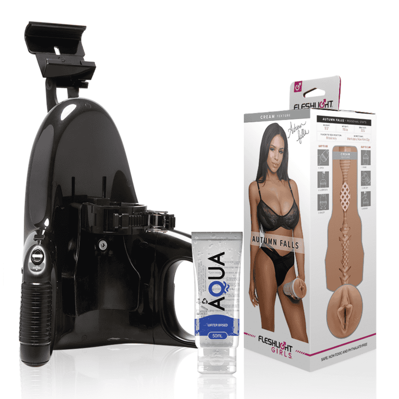 Masturbateur Autumn Falls Crème Texture + Universal Launch FLESHLIGHT + Lub 50ml AQUA vue de l'ensemble du produit