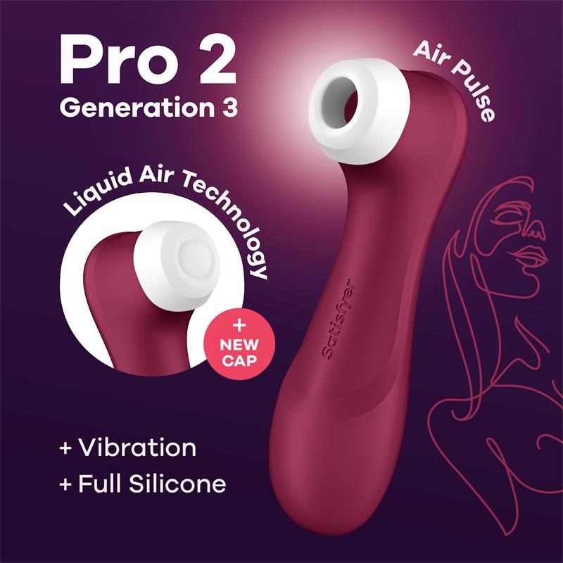 Suceur de clitoris PRO 2 Generation 3 Red Wine de la marque Satisfyer, vue  de l'ensemble