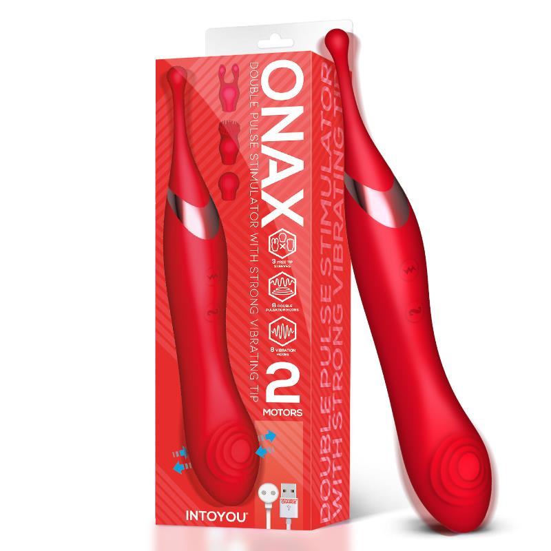 Onax stimulateur à double impulsion avec embout vibrant, de la marque INTOYOU, vue de l'ensemble.