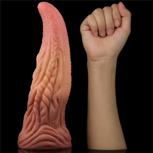 Dildo langue alien 25 cm de la marque LoveToy, vue démontrant la taille approximative du dildo