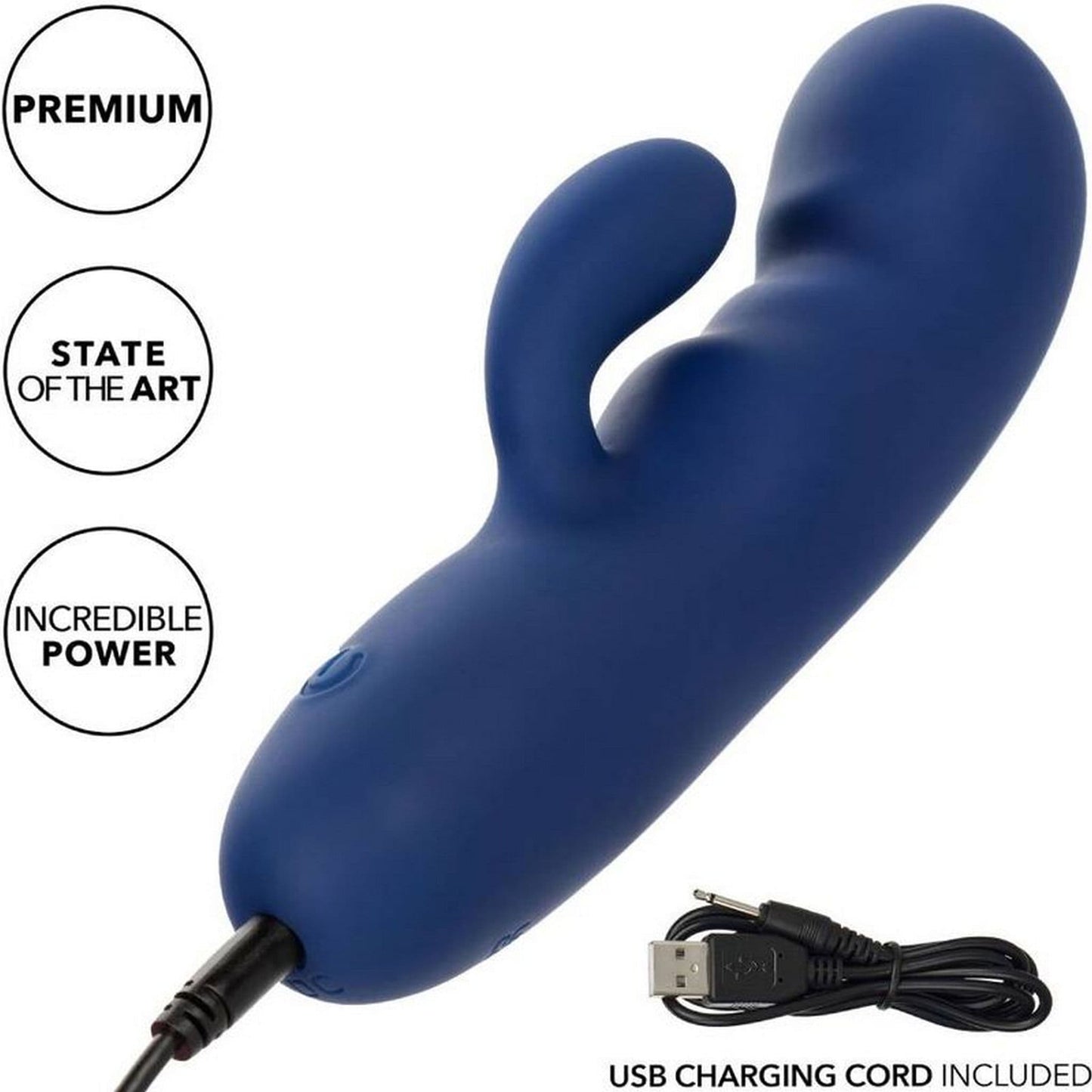 Vibromasseur Cashmere Duo Soie Bleu de California Exotics vue du mode de charge