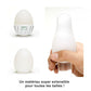 Pack de 6 œufs masturbateur assortis EasyBeat de la marque TENGA, vue détaille de l'oeuf dans sa boîte et de sa flexibilité