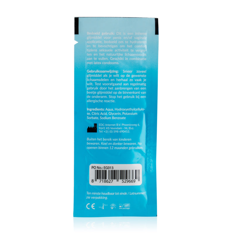 Lubrifiant à base d'eau de la marque EasyGlide, vue du conteneur arrière 10ml