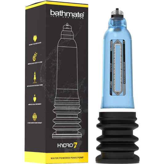 BATHMATE Hydro 7 Hercules Bleu - Développeur Pénis Hydraulique vue du produit et de la boîte