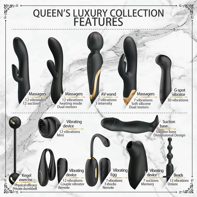 Kit Sextoys de Luxe PRETTY LOVE - Collection de Luxe Queen vue globale