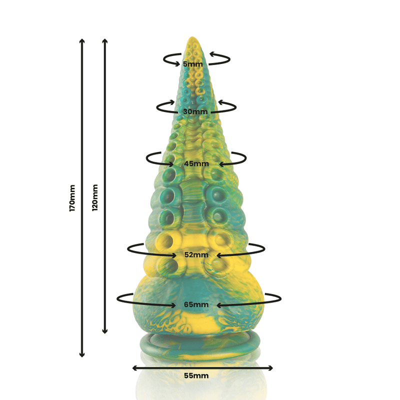 Gode TENTACLE VERT CETUS petite taille - EPIC détaille des mesures