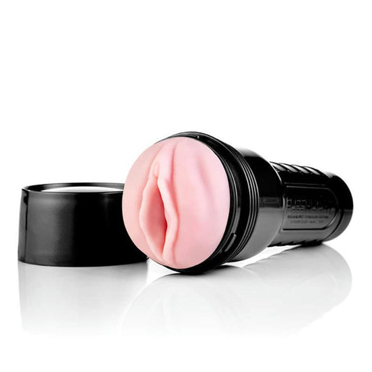 Masturbateur Rose Dame en forme de vagin – Original – FLESHLIGHT vue du produit et de son couvercle