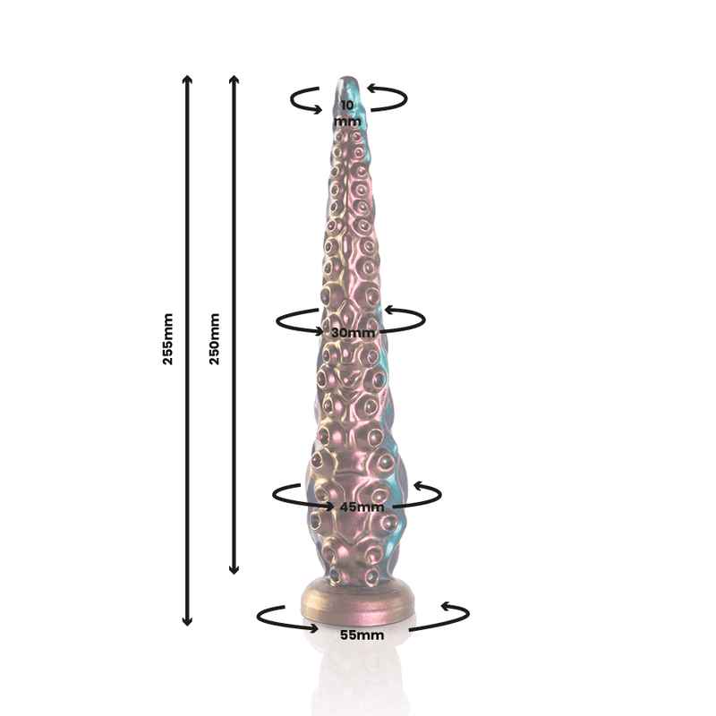 Gode CHARYBDIS silicone petite taille tentacule - EPIC détaille des mesures du gode