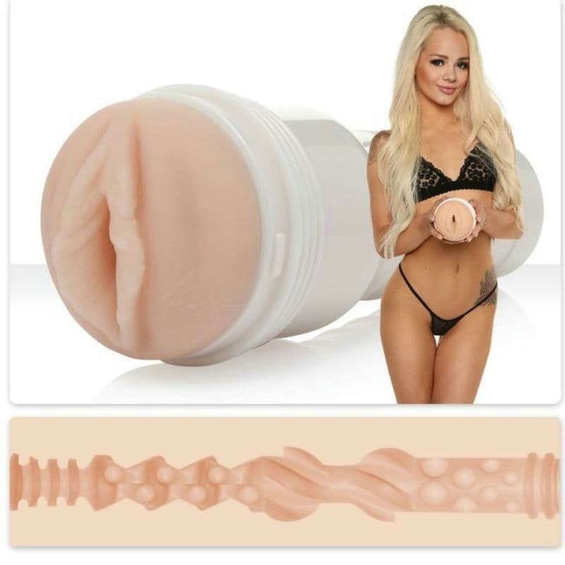 Masturbateur Elsa Jean Tasty + Universal Launch FLESHLIGHT + Lub 50ml AQUA vue du masturbateur