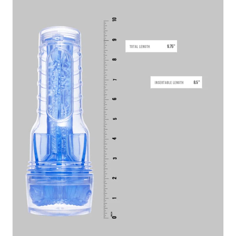 Masturbateur Turbo Core Bleu Glace – FLESHLIGHT détaille des mesures du produit