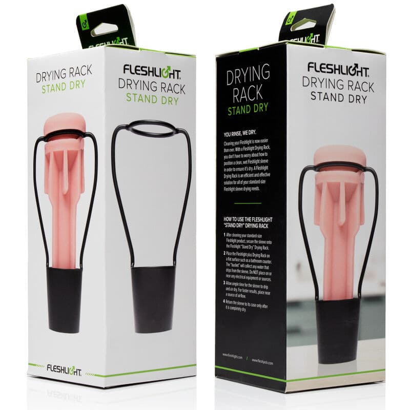 Support de s'chage STAND DRY – FLESHLIGHT vue de la boîte de deux angles différents