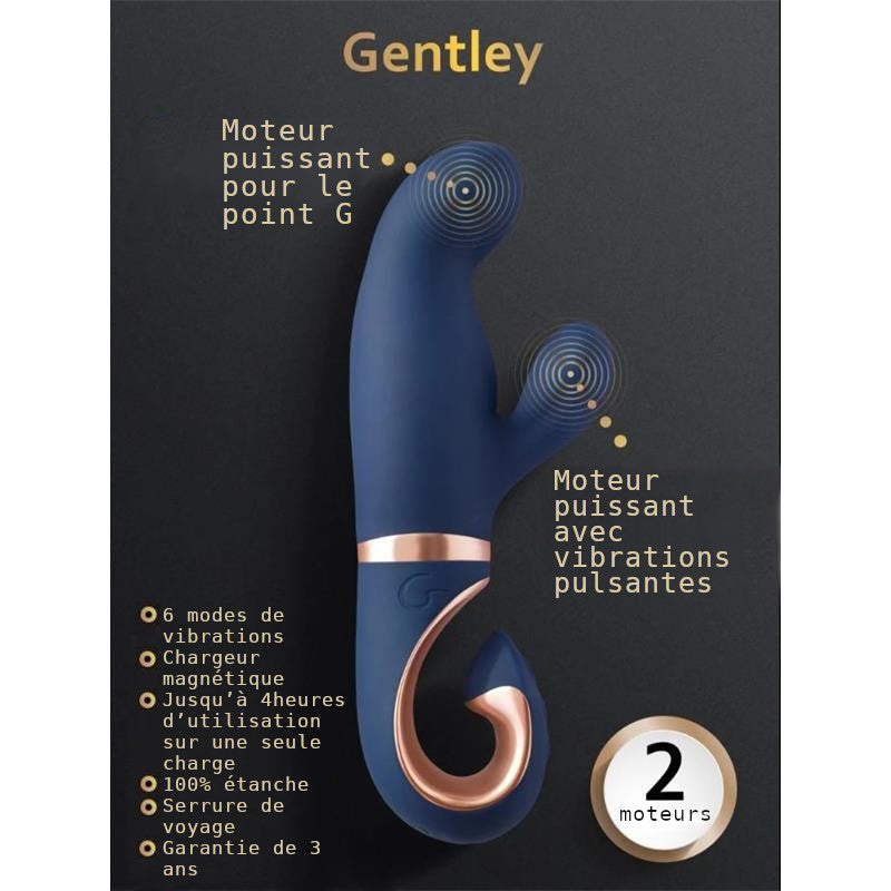 Vibromasseur point G Gentley de la marque GVibe, vue détaillé des fonctions du vibromasseur