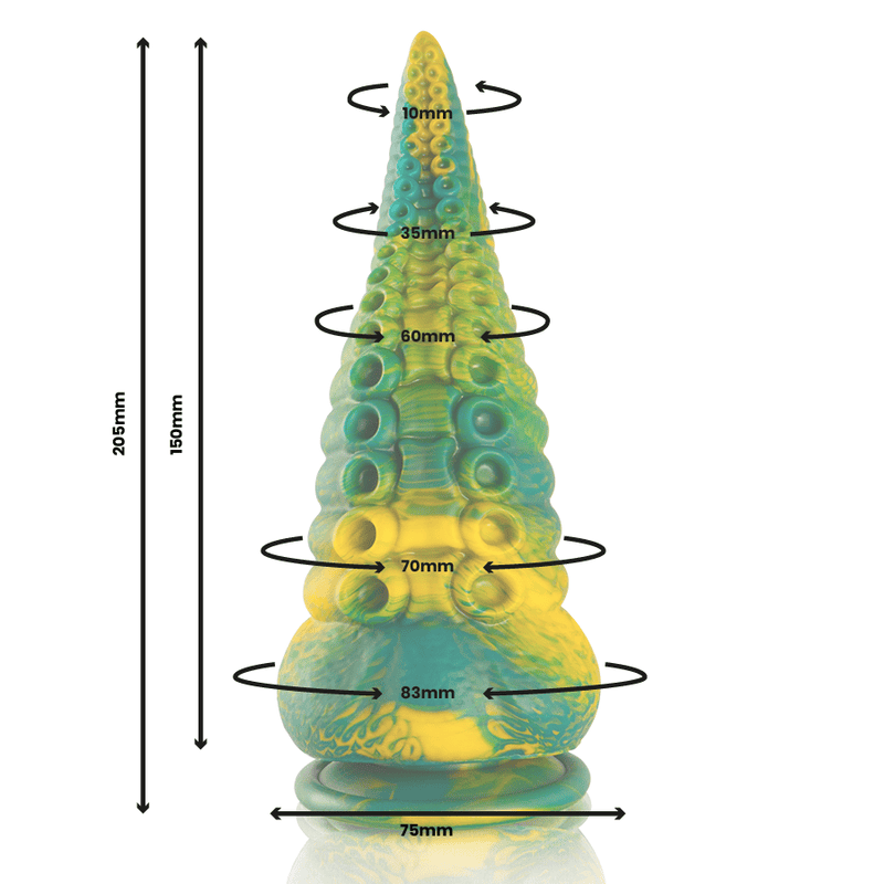 Gode CETUS tentacule vert grande taille - EPIC détaille des mesures