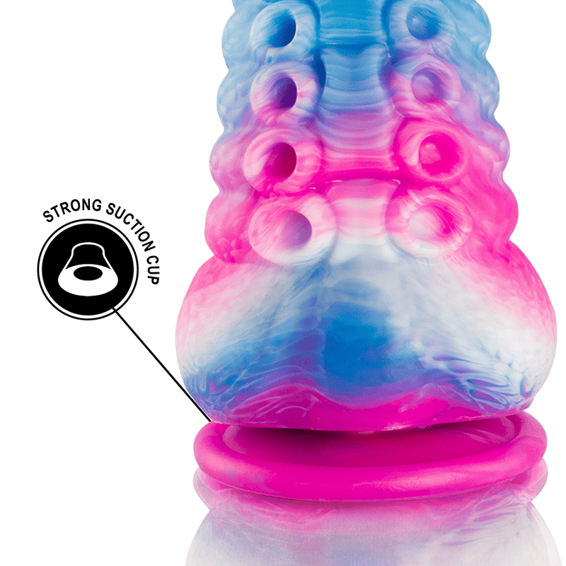 Gode TENTACLE BLEU PHORCYS petite taille - EPIC détaille du socle et de la puissance de la ventouse