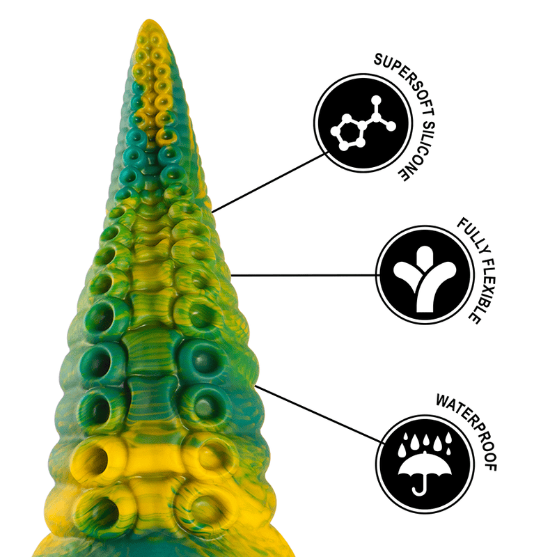 Gode TENTACLE VERT CETUS petite taille - EPIC détaille de la matière de la flexibilité et de l'étanchéité