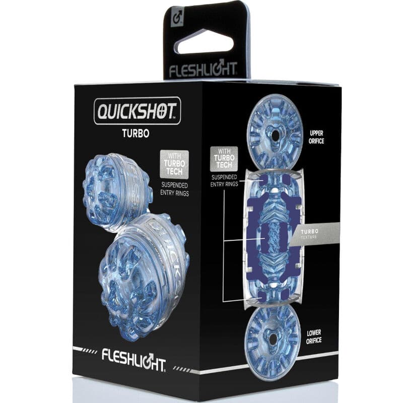 Masturbateur Double Strok Quickshot Turbo Bleu Glacé – FLESHLIGHT boîte