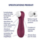 Suceur de clitoris PRO 2 Generation 3 Red Wine de la marque Satisfyer, vue détaillé des fonctionnalités du suceur