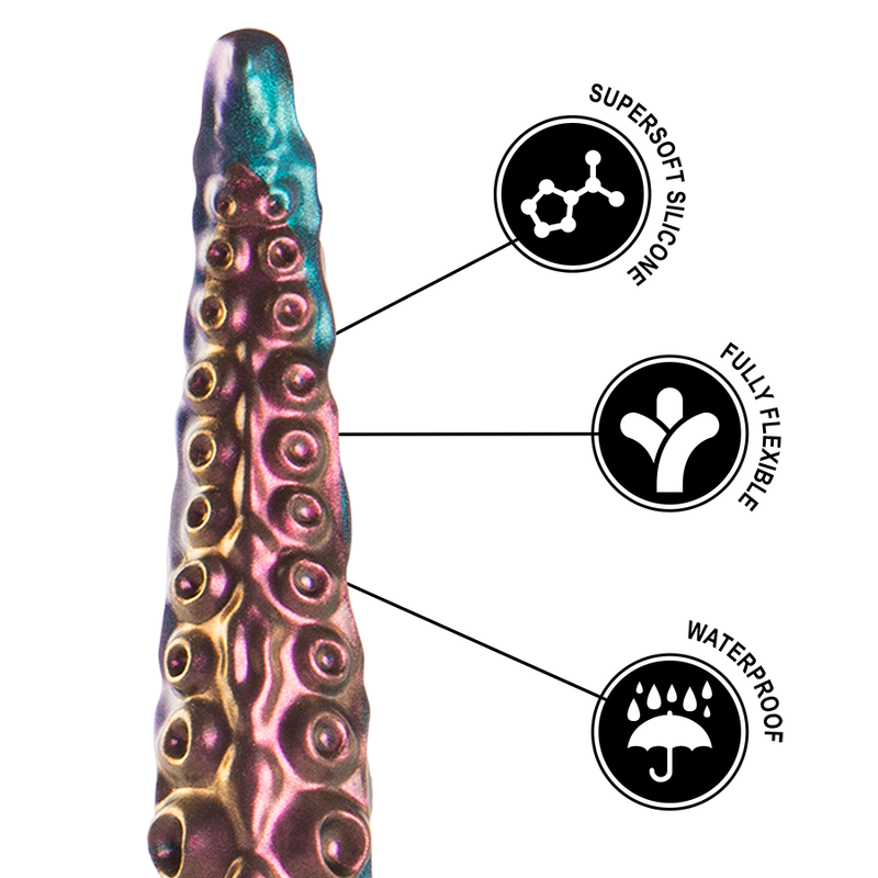 Gode CHARYBDIS silicone grande taille tentacule - EPIC vue des détailles de la flexibilité, matière et étanchéité