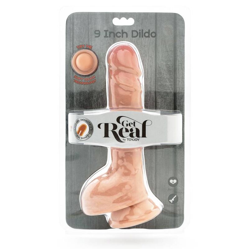 Gode double densité 25,5 cm balles couleur peau - GET Real Produit dans sa boîte