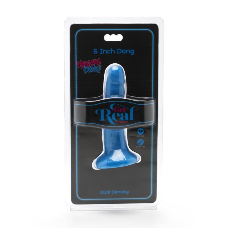 Gode 12 cm bleu Happy Dicks - GET Real Produit dans sa boîte