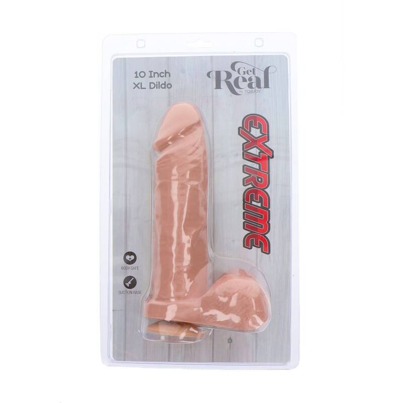 Gode extrême XL 25,5 cm couleur peau - GET Real Produit dans sa biîte