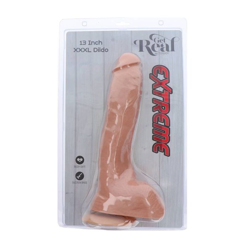 Gode extrême XXXL 34 cm couleur peau - GET Real Produitdans sa boîte