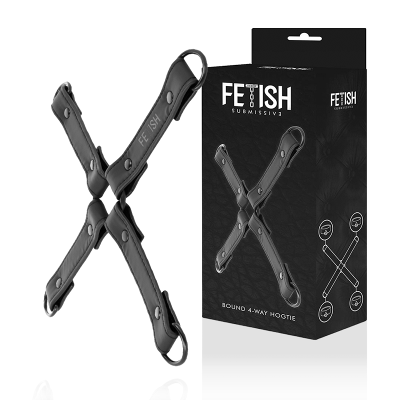 Union de menottes en cuir végan - FETISH SUBMISSIVE BONDAGE produit et sa boîte