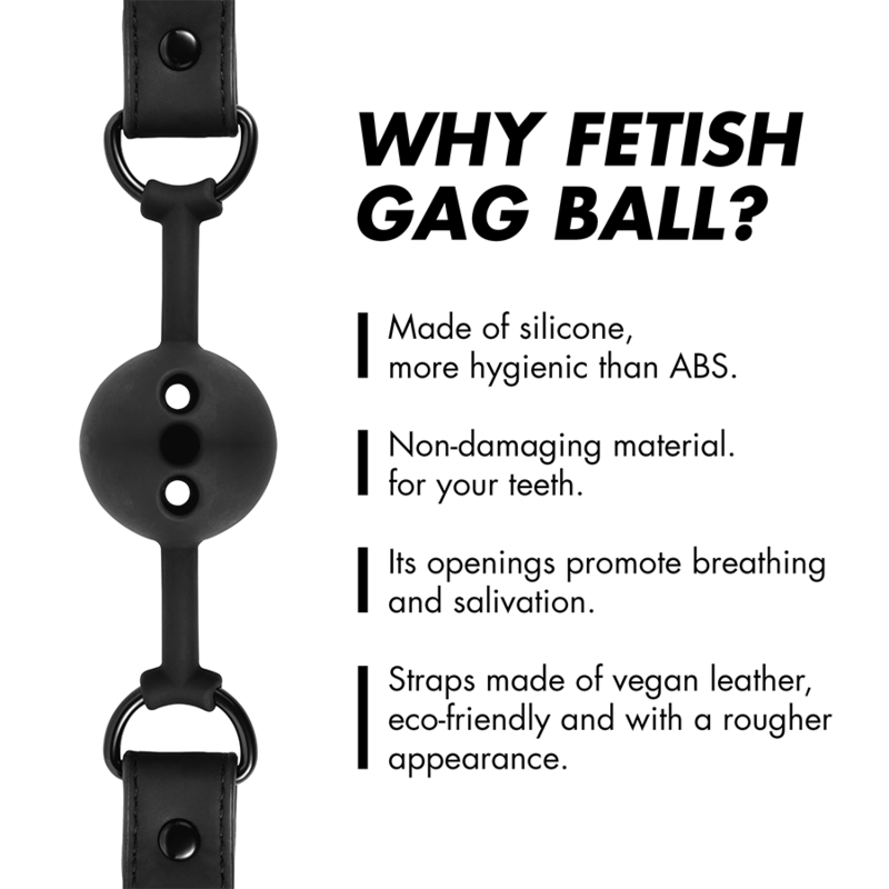 Bâillon à boule en silicone respirant - FETISH SUBMISSIVE BONDAGE détaille de la gag ball