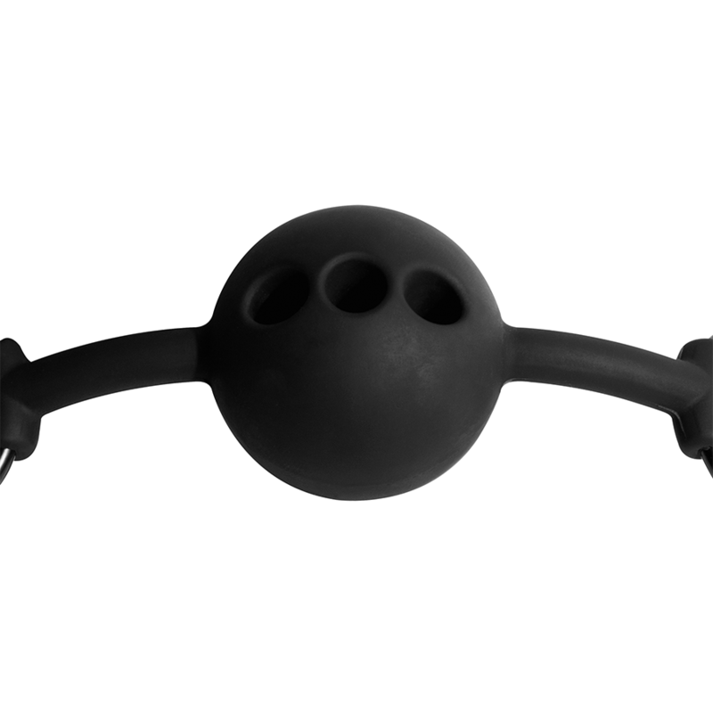 Bâillon à boule en silicone respirant - FETISH SUBMISSIVE BONDAGE vue de la balle de plus près