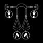 Position jambes ouvertes avec menottes doublées en néoprène - FETISH SUBMISSIVE BONDAGE vue détaillé en dessin de l'utilisation du produit