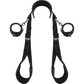 Position jambes ouvertes avec menottes doublées en néoprène - FETISH SUBMISSIVE BONDAGE vue de face