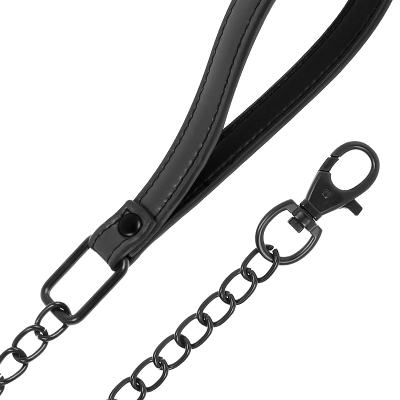 Collier chaîne doublure en néoprène - FETISH SUBMISSIVE BONDAGE détaille de la chaîne et de la poignée du produit