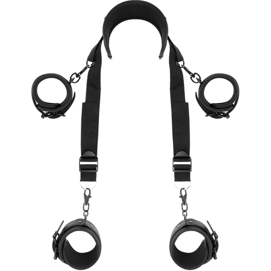 Position Maître avec 4 menottes doublées de néoprène - FETISH SUBMISSIVE BONDAGE produit