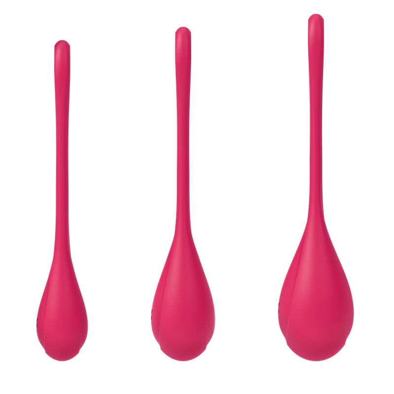 Vue latérale des boules Satisfyer Yoni Power 1 montrant la forme ergonomique et effilée.