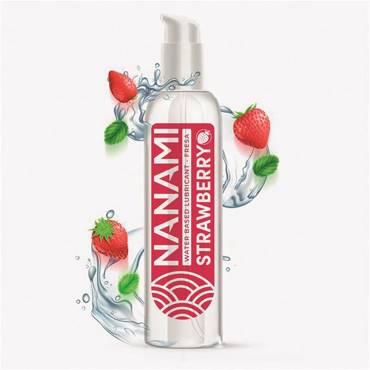 Lubrifiant à base d'eau goût fraise 150ml de la marque Nanami vue de devant