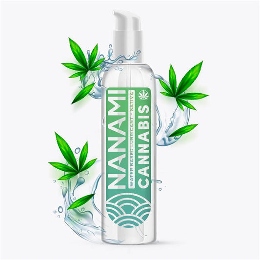 Lubrifiant à base d'eau parfum cannabis 150ml de la marque Nanami vue de devant