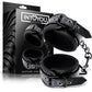 Menottes de cheville ajustables en cuir vegan de la gamme SAPPHIRE Black de la marque INTOYOU vue des menottes plus boîte
