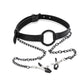Bâillon Anneau avec pince à tétons |  Gag Ring BDSM - SM chaîne et collier en cuir vegan noir mat de la gamme Black SHADOW de la marque INTOYOU vue du bâillon