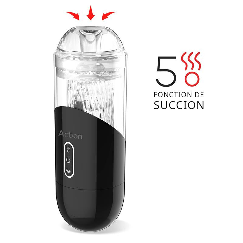 Masturbateur automatique pour homme avec aspiration et vibration de la gamme Man de la marque Action vue détaillé de la fonction succion