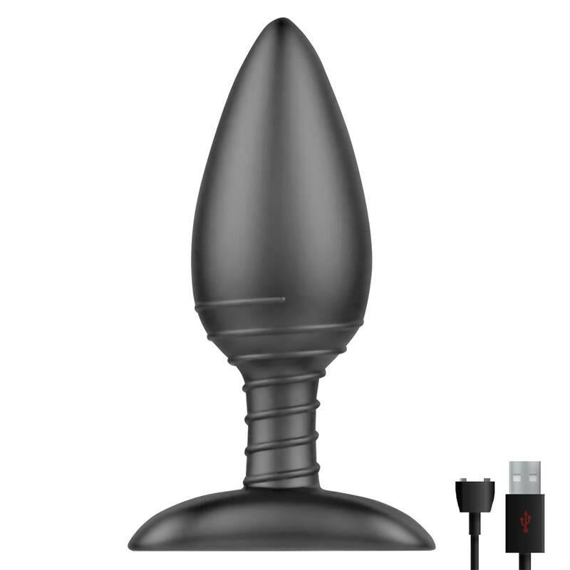 Plug anal noir vibrant avec télécommande et chargeur USB magnétique avec son chargeur USB