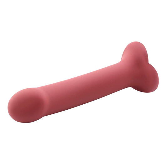 Godemiché en silicone liquide super flexible 18cm taille M de la gamme Action de la marque INTOYOU vue détaillé de la forme du gode rose