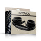 Menottes avec poignet pour manipuler en cuir vegan noir mat de la gamme Black Shadow de la marque INTOYOU vue de la boîte