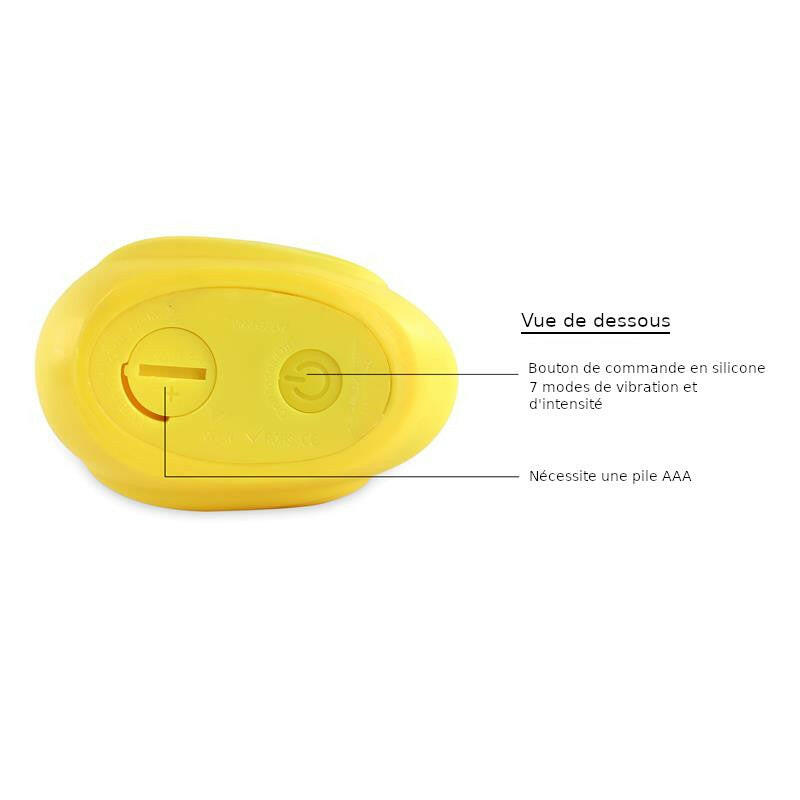 Vue de dessus du vibromasseur canard jaune