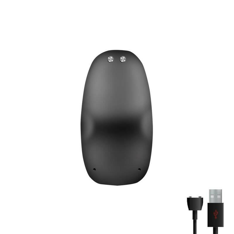 Plug anal noir vibrant avec télécommande et chargeur USB magnétique vue arrière de la télécommande