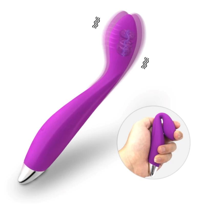 Vibromasseur point G hyper flexible de la gamme INTOYOU de la marque Action vue détaillé de la flexibilité du vibromasseur